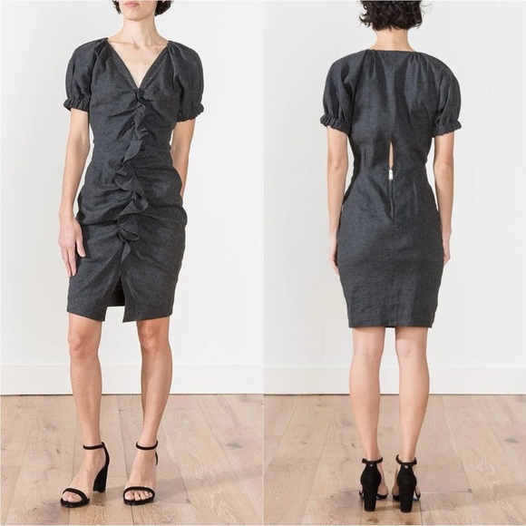 Isabel Marant Etoile Oya Linen Blend Ruffle Front Dress - Picture 7 of 7